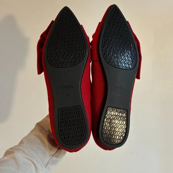 VIVAIA Red Embroidered Azura Bow Ballet Flats, Brand New with Box, Size 5 Womens - Picture 4 of 6